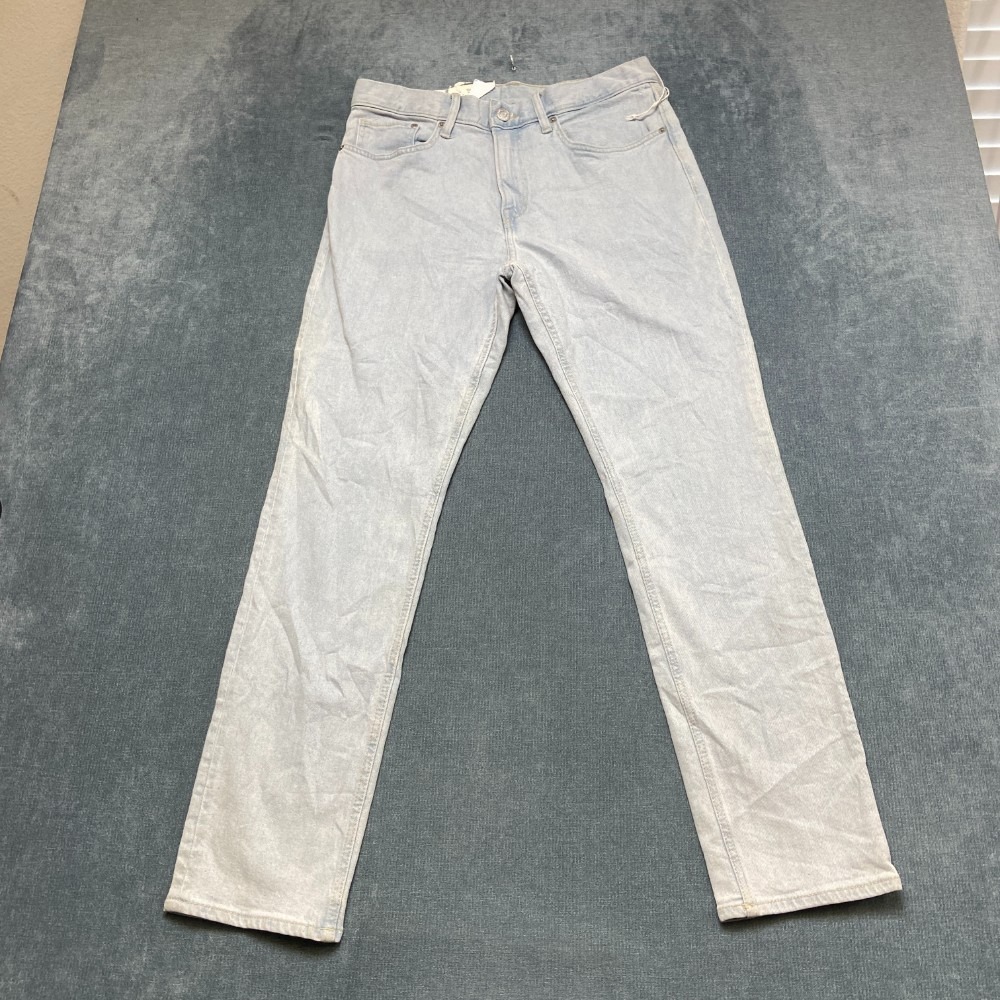 H&M Slim Fit Stretch Jeans Mens 32x32 Blue Denim Light Wash Zip Fly Straight Leg